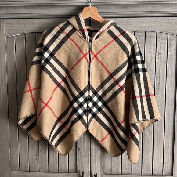 Burberry Kids Cape Girls Black Wool Icon Stripe Cape